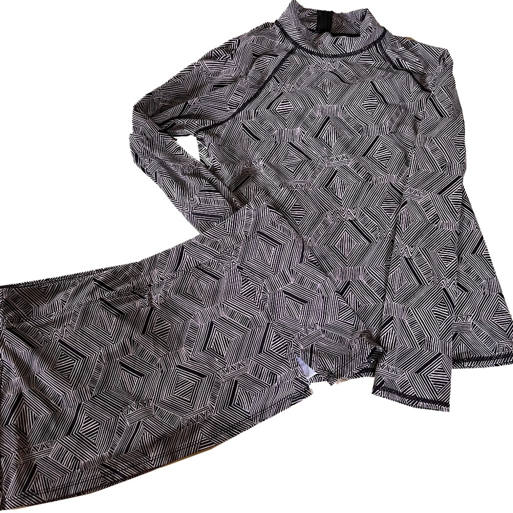 Geometric Pattern Rash guard and matching skirt